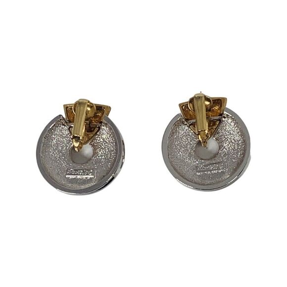 Piscitelli   Designer Gold Door Knocker Clip On Earrings 1" Silver & Gold - Picture 9 of 16